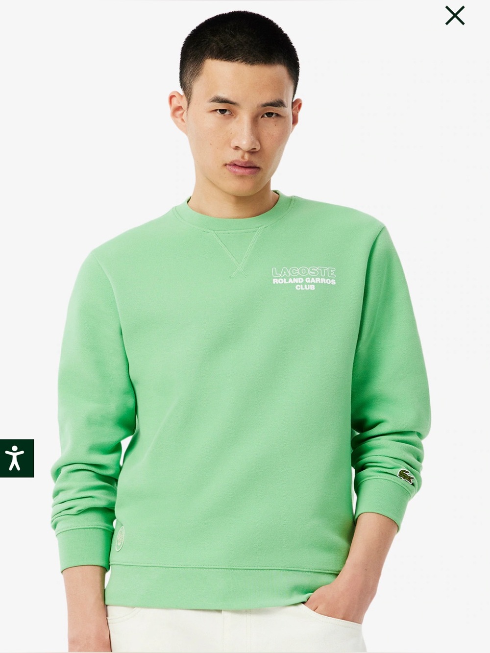 Lacoste Men's Crewneck Sweatshirt in Mint Green with Chest Logo